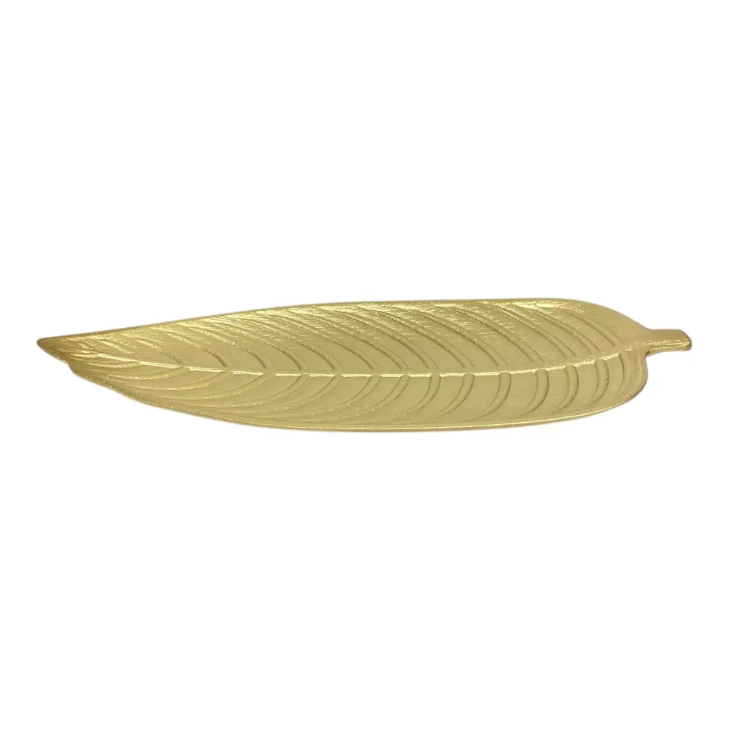 CENTRO DE MESA HOJA DORADA MADERA 45X18X2.5CM