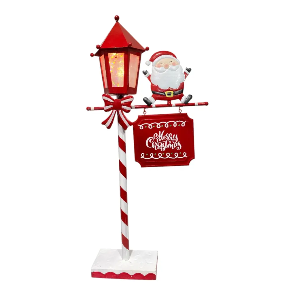 FAROL NAVIDEÑO DE METAL CON LUZ LED MERRY CHRISTMAS 30X10X64CM