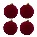 ESFERA NAVIDAD VINO TERCIOPELO 10CM SETX4