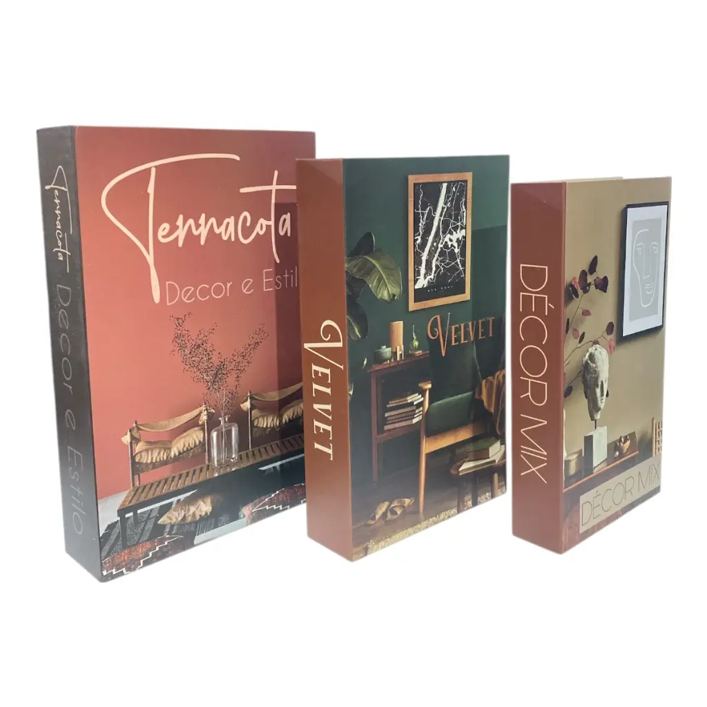 SET DE 3 LIBROS DECORATIVOS FERRACOTA 17.5X27X5.5CM 