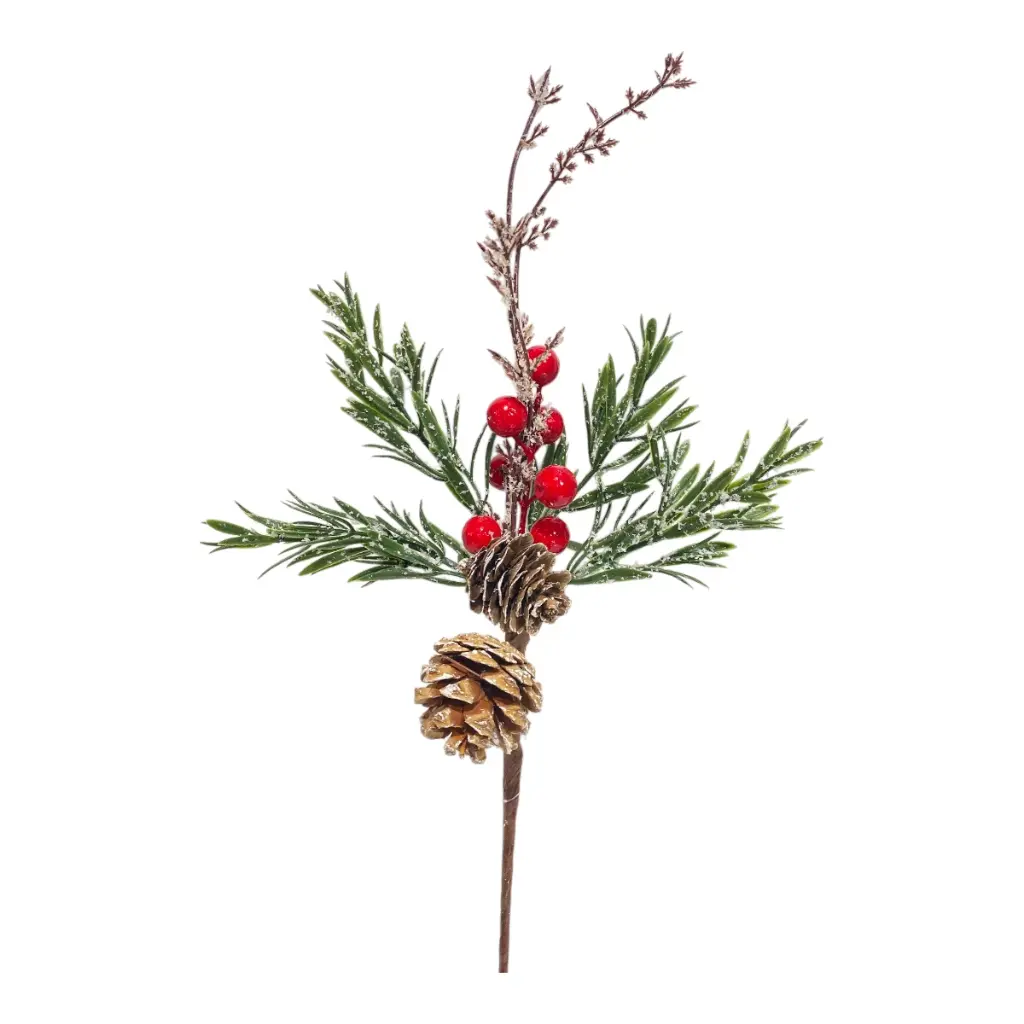 RAMA NAVIDEÑA ILIVIO/CEREZAS Y PIÑAS 35CM