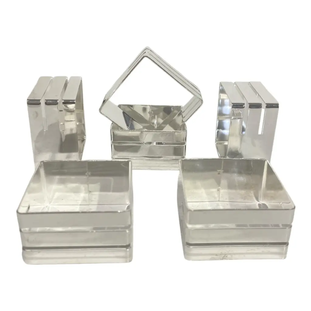 ARO DE SERVILLETA METALICO PLATEADO CROMADO SET X 6 PZS.  