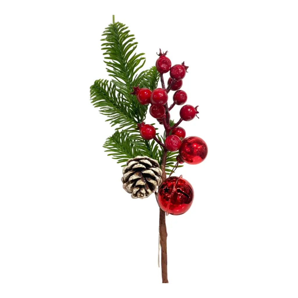 RAMA FRUTOS ROJOS CASCABEL/PIÑA 25CM