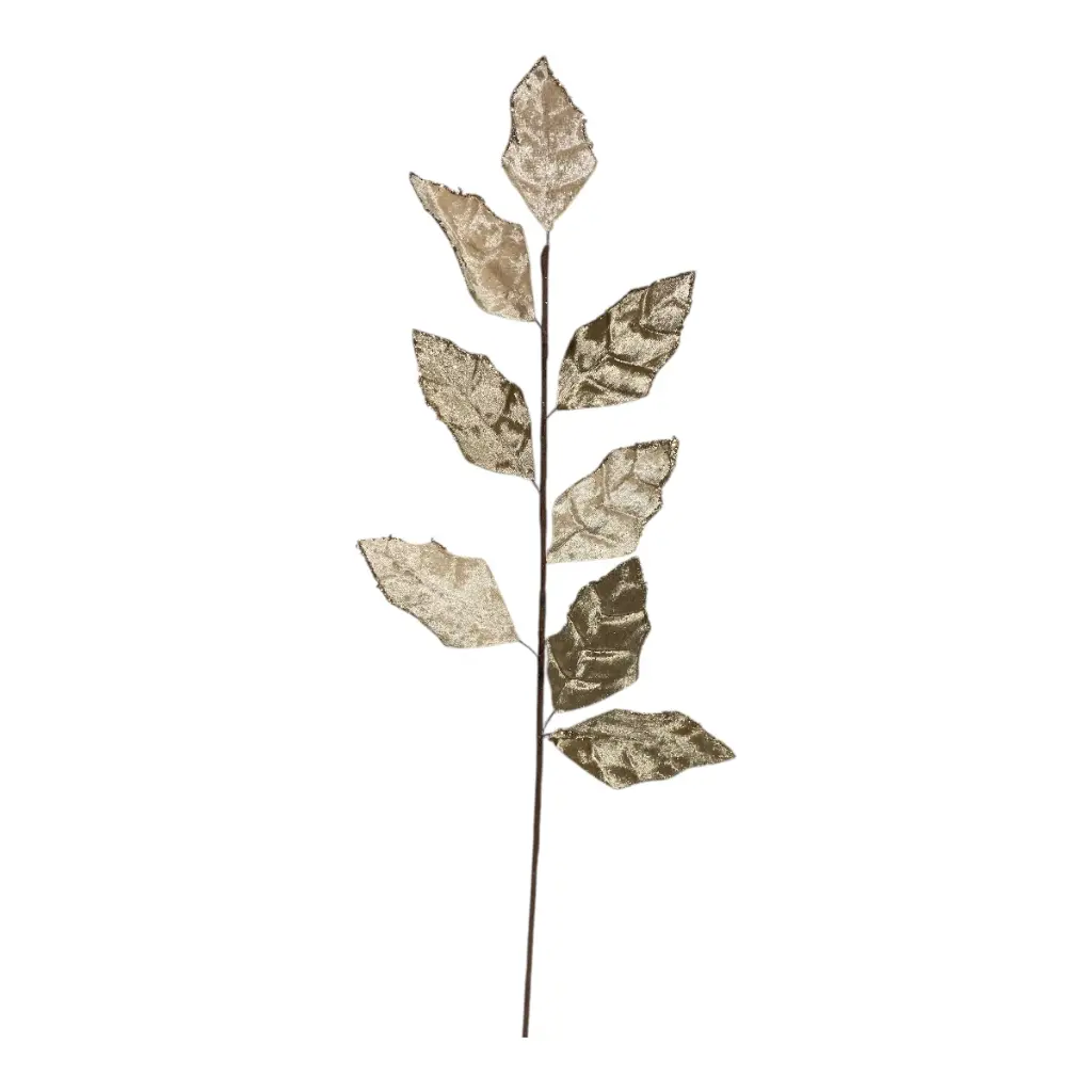 RAMA NAVIDEÑA DE HOJAS TERCIOPELO CHAMPAGNE 62CM