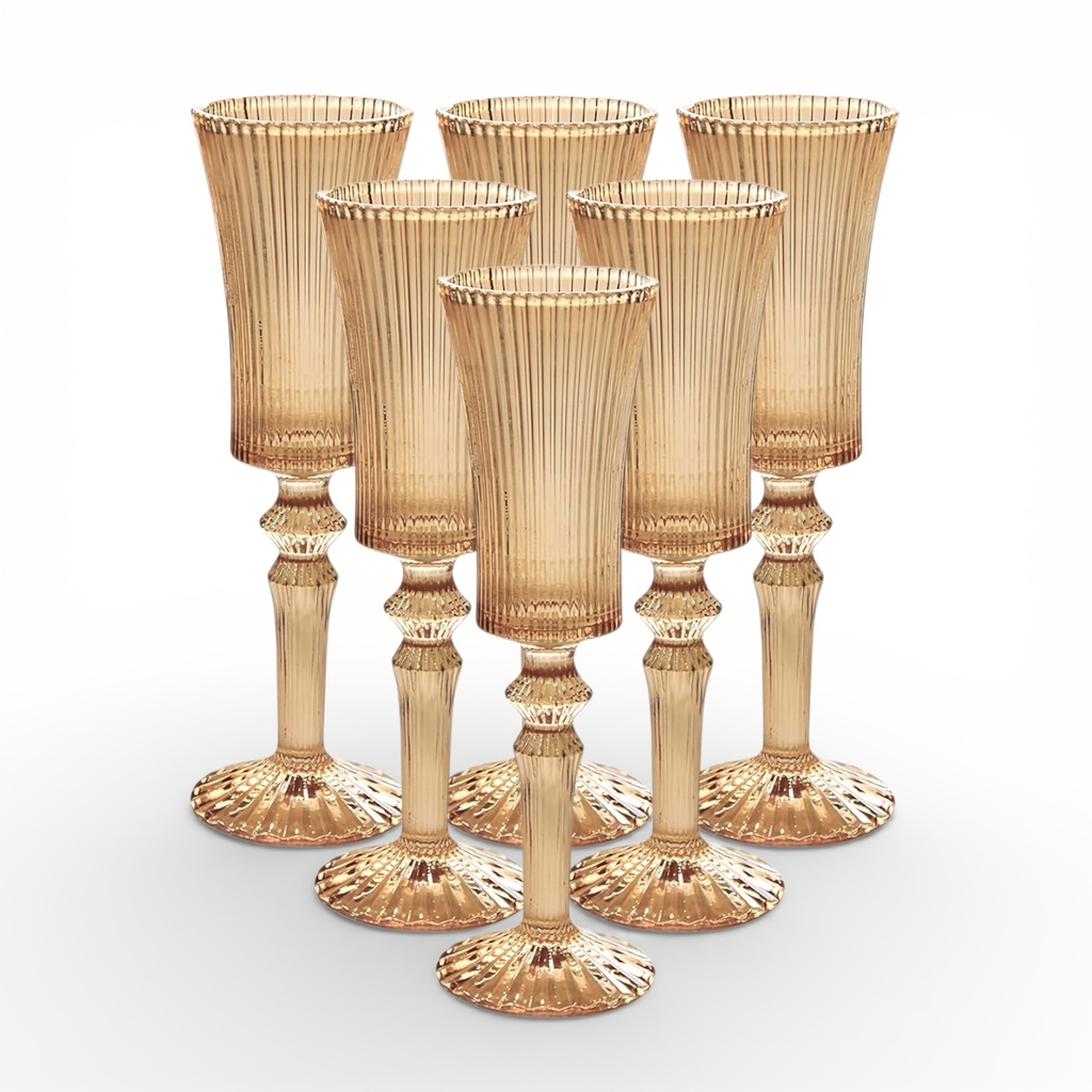 SET DE 6 COPAS CRISTAL ÁMBAR 22X7CM