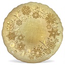 PLATO BASE DE CRISTAL DORADO ESTRELLAS Y COPOS 31CM