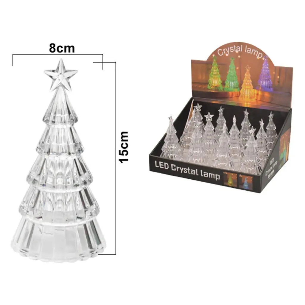 ADORNO ARBOL NAVIDEÑO ACRILICO LUZ LED REF:ES27607 8X15CM