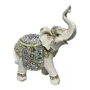 ELEFANTE DECOR POLIRESINA CELESTE/BLANCO 20X9X24CM