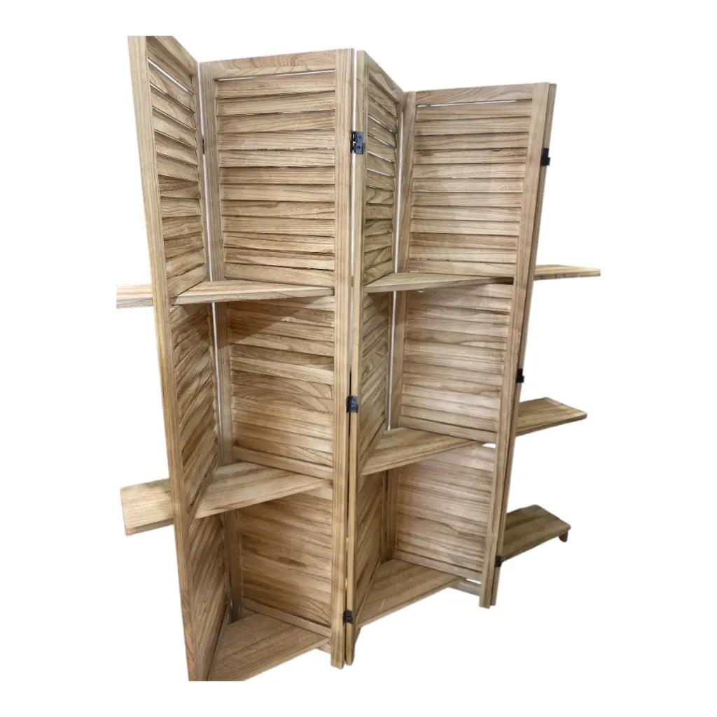 BIOMBO DE MADERA CON REPISAS 250X180CM