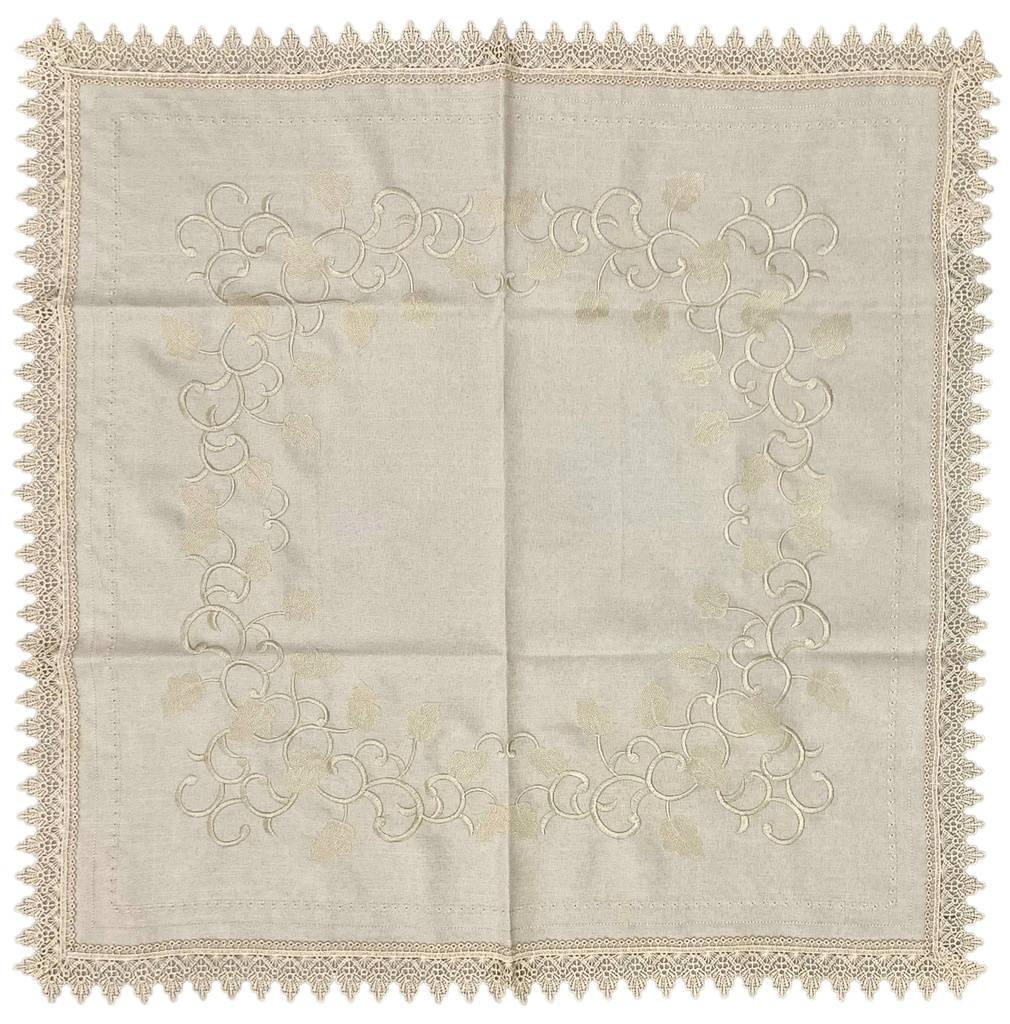 Mantel cuadrado beige, 85x85cm.