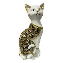 GATO DECOR POLIRESINA BLANCO/NEGRO DORADO 10X8X23CM