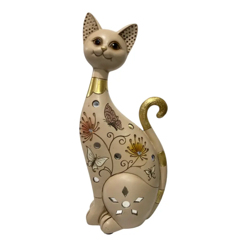 GATO MOCA/DORADO POLIRESINA 13X9X29CM