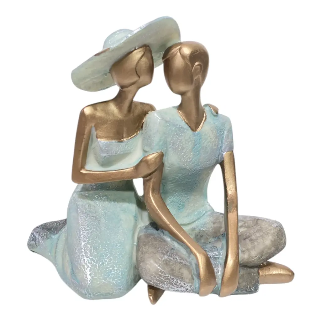 PAREJA TURQUESA DECOR POLIRESINA 17X10X16CM