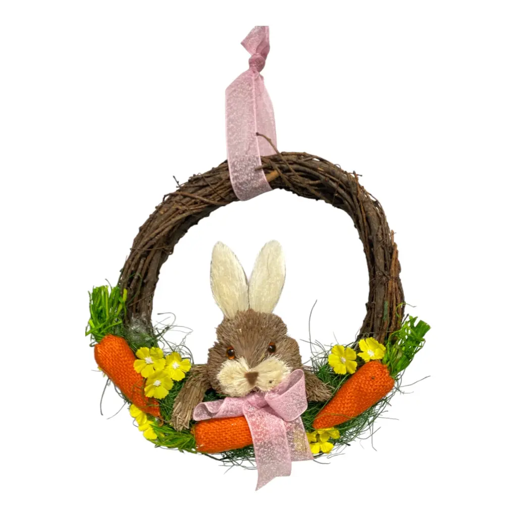 CORONA CONEJO DE PAJA Y YUTE 26X26X6CM