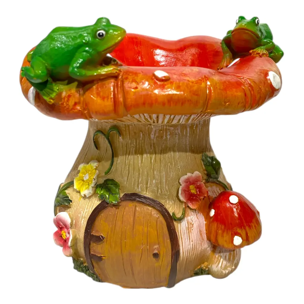 CASITA HONGO/RANAS POLIRESINA 18X18X18CM