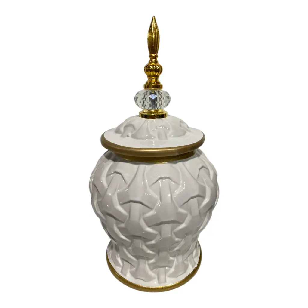 TIBOR BLANCO/DORADO DE PORCELANA 15X30CM