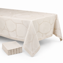 Mantel de 8 puestos diseño ondas beige 260x180cm, incluye 8 servilletas