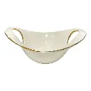 FLORERO DE PORCELANA BLANCO FILO DORADO 34X22X12CM