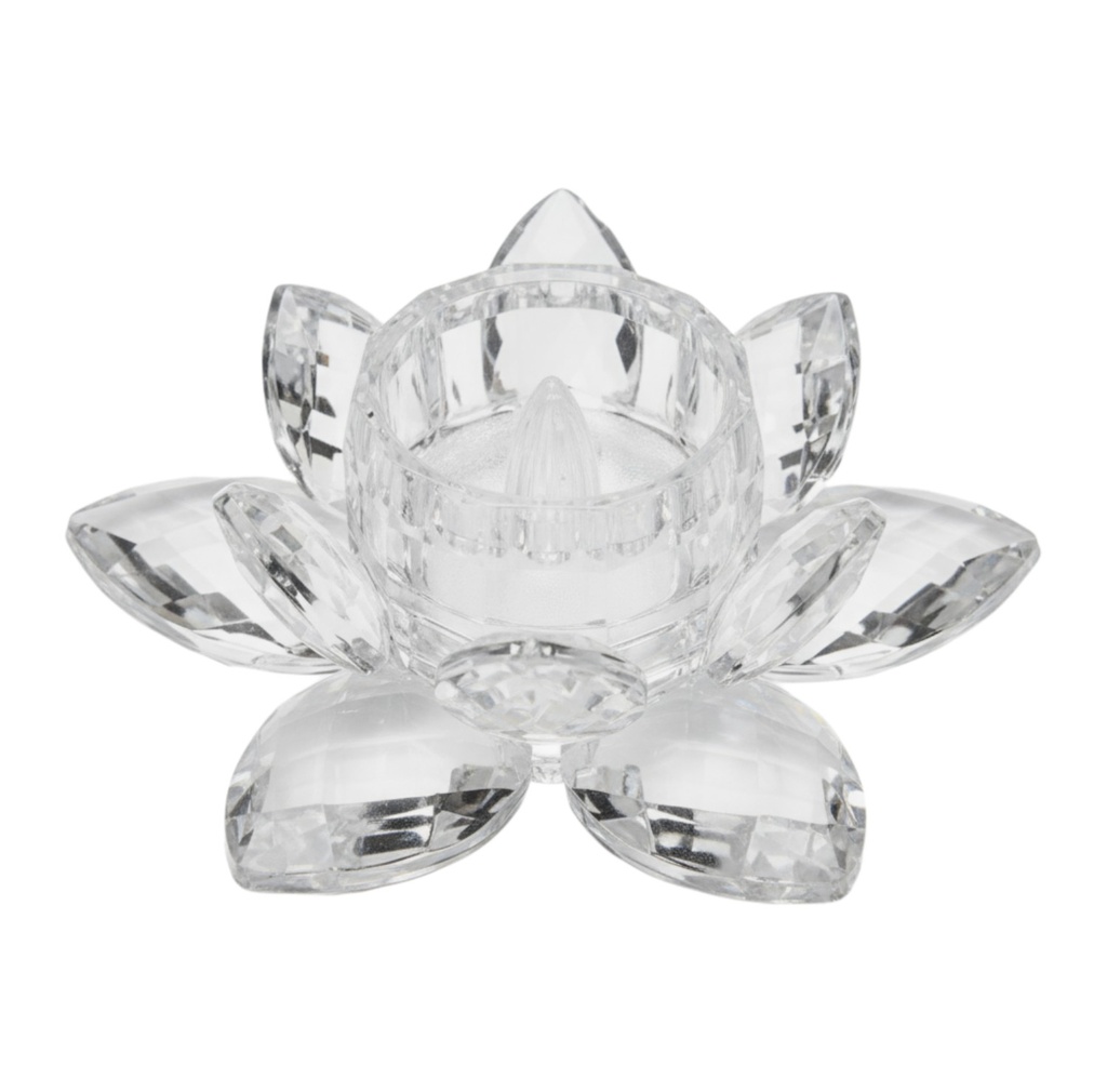 VELA CANDELABRO LED ACRILICA FORMA DE FLOR DE LOTO 11X4.5CM
