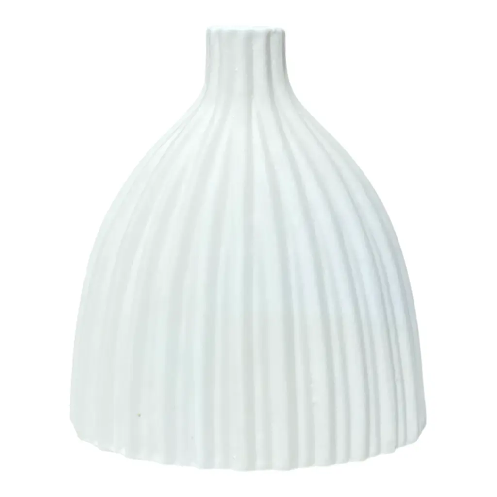 FLORERO DE PORCELANA CON TEXTURA BLANCO 17X9X20CM