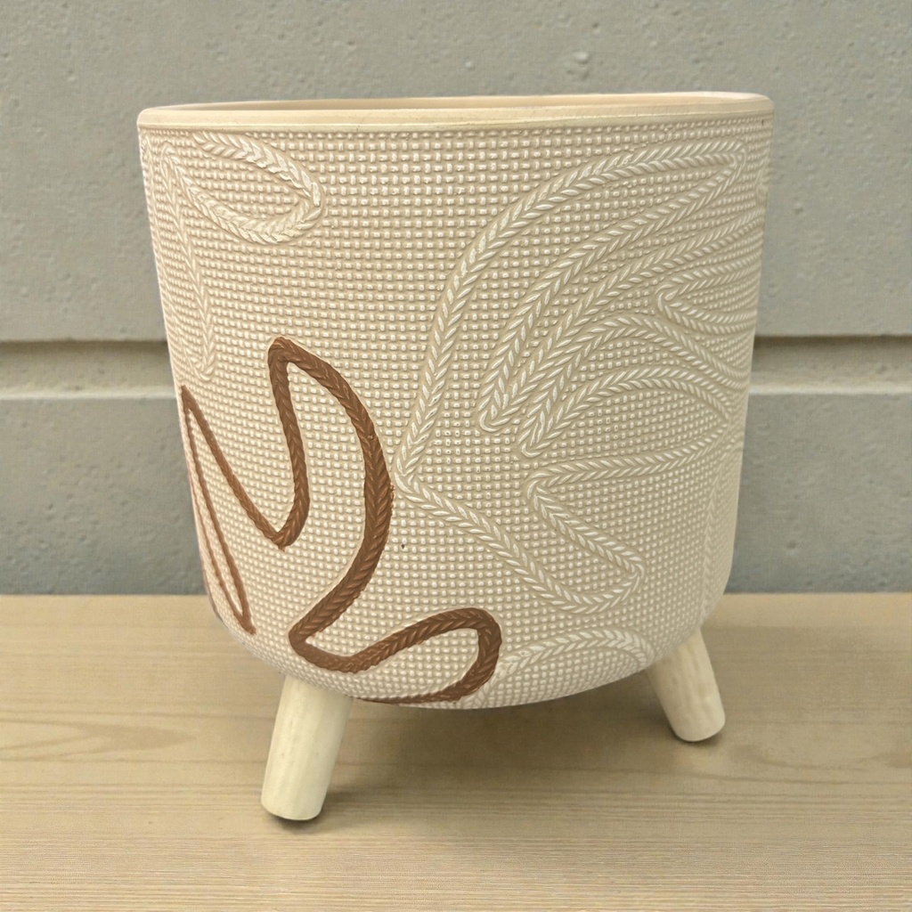 MACETA BEIGE MINIMALISTA 19X17CM