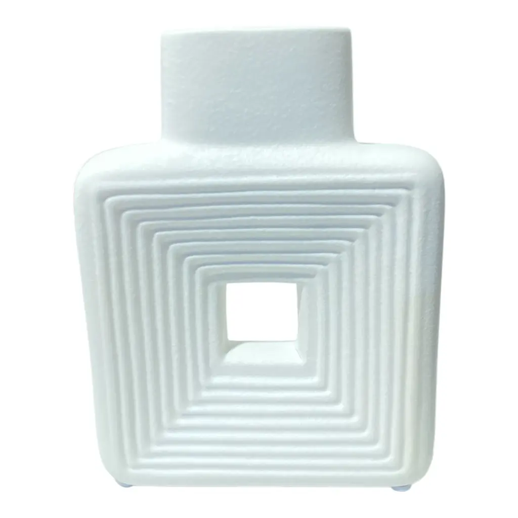 FLORERO DE CERAMICA BLANCO 15X5X20CM