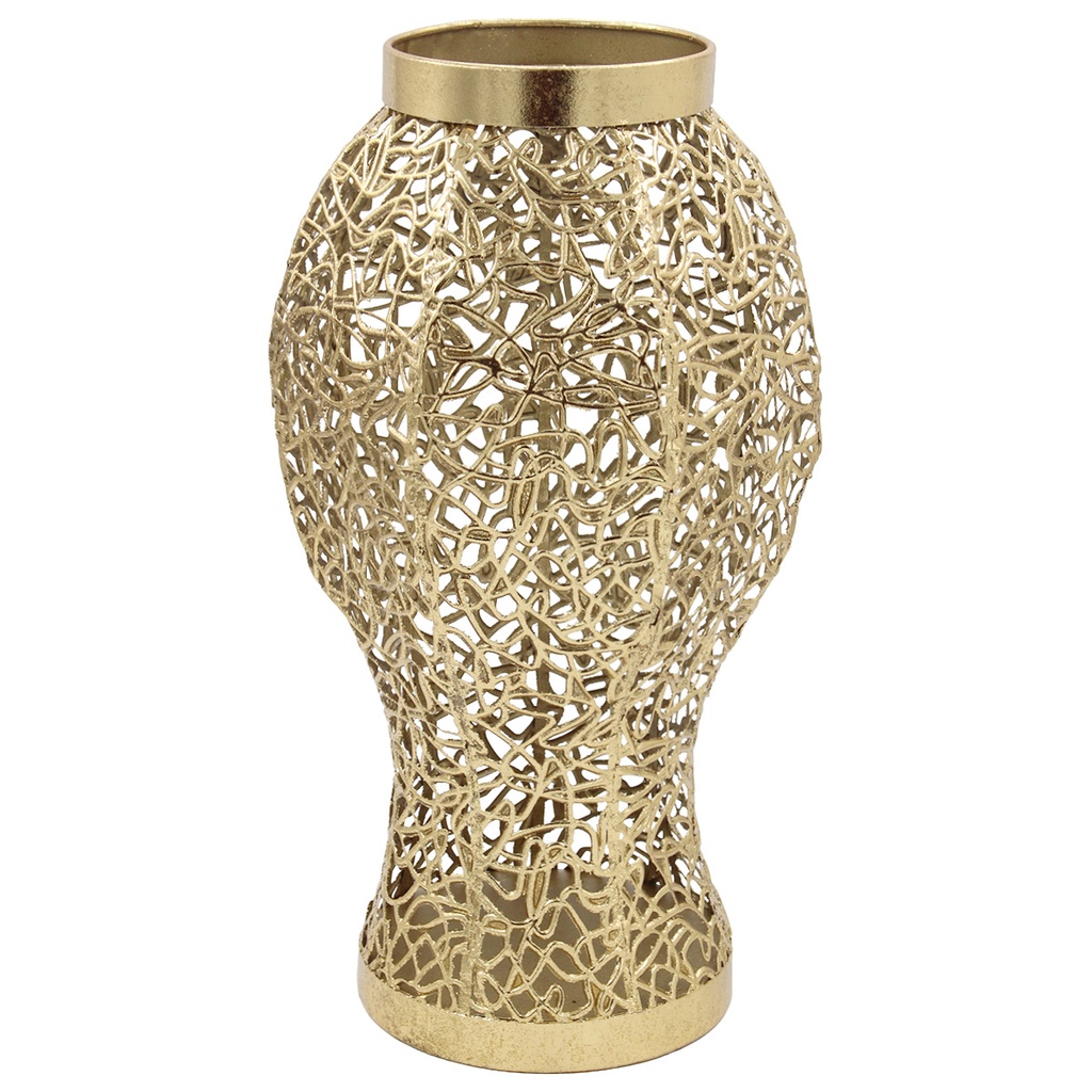 JARRON METALICO DORADO 24X24X44CM