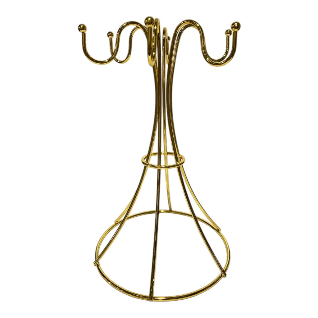 PORTA TAZAS METALICO DORADO CROMADO/PARA 6 TAZAS. 16X16X26CM