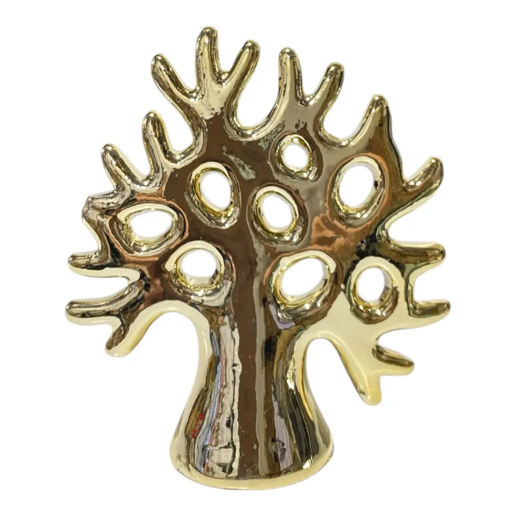 ARBOL DE LA VIDA PORCELANA DORADO 14X6X16CM