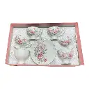 JUEGO DE TAZAS Y PLATOS ROSAS 12PCS PORCELANA 