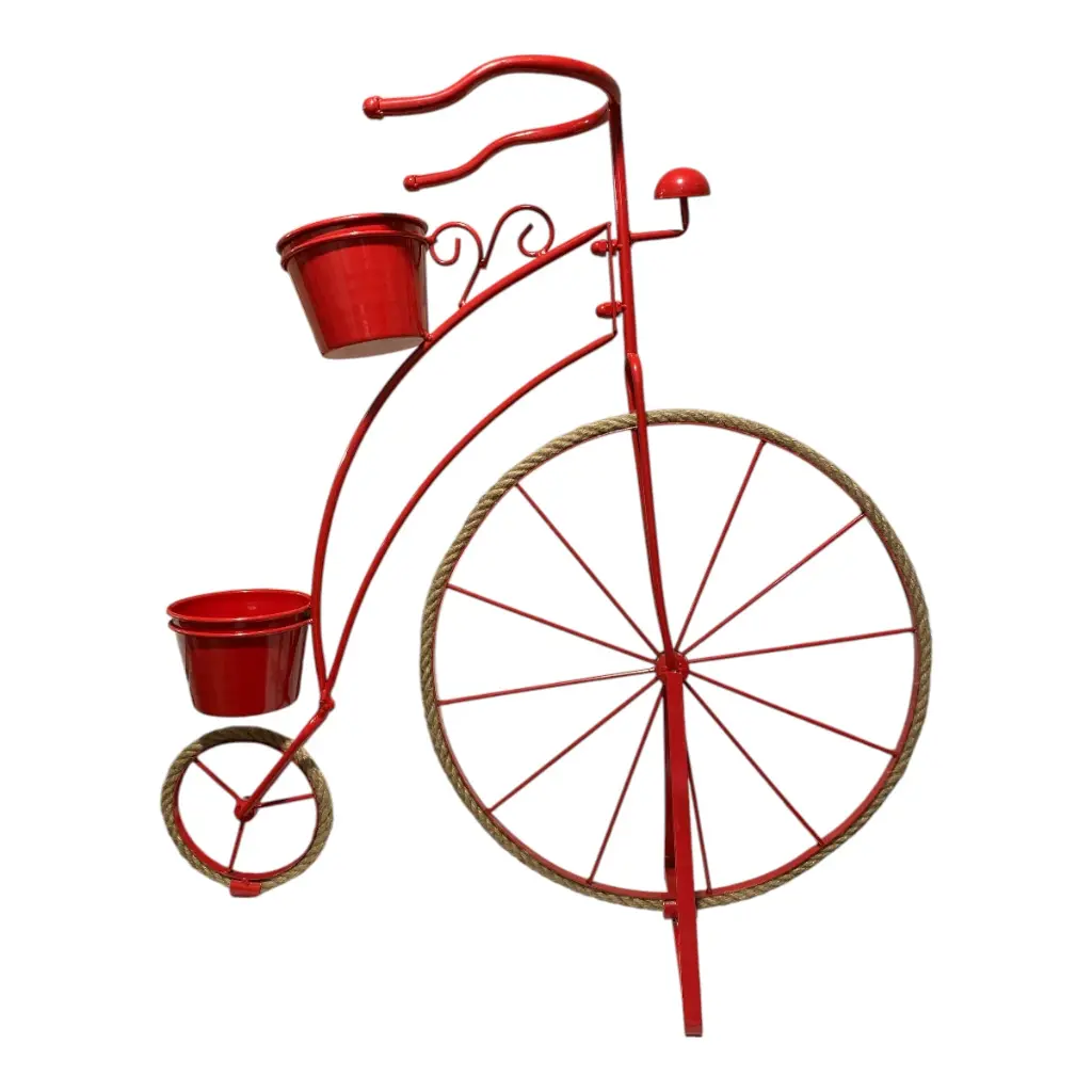 BICICLETA METALICA PORTA MACETAS ROJA 75X28X77CM
