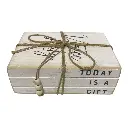 LIBRO DECORATIVO DE MADERA VINTAGE 21X15X8CM