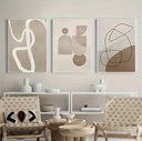 CUADRO TRIPTICO MINIMALISTA RETRO 120X60CM 