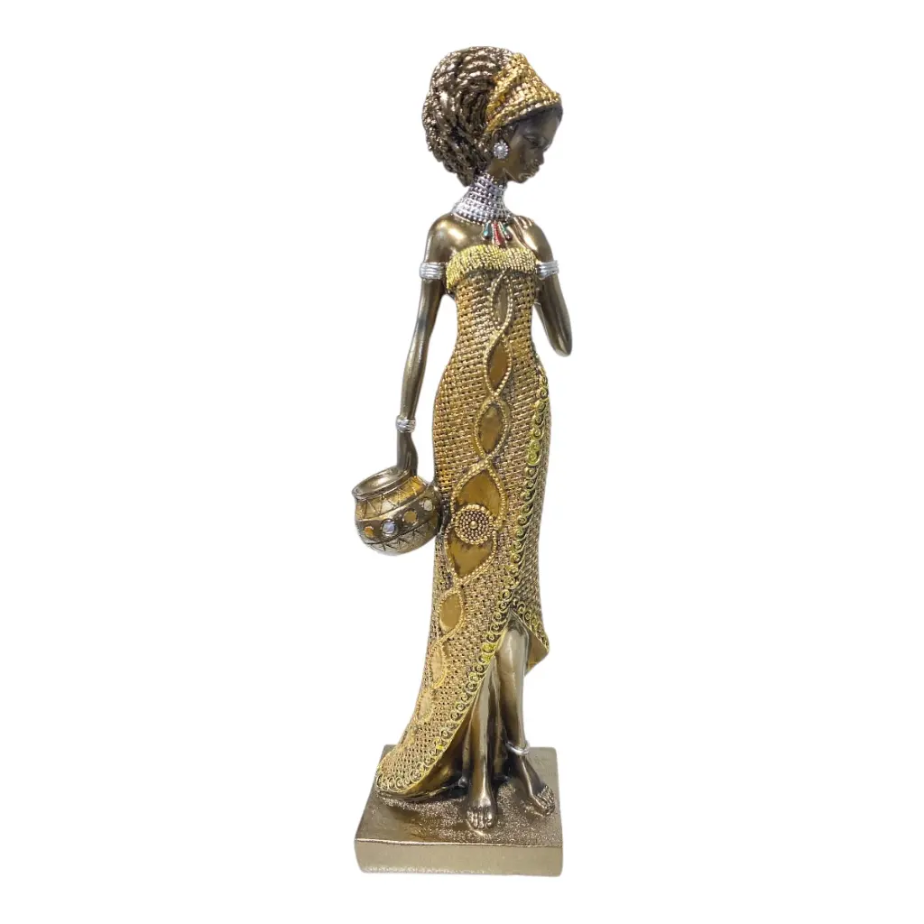 AFRICANA DECOR DORADA POLIRESINA 8.5X7X32CM