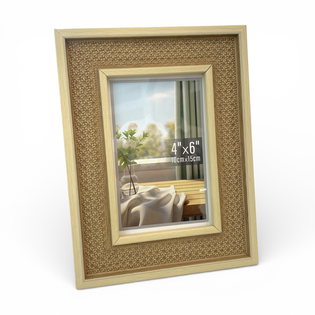 PORTARETRATO MADERA ESTILO BORDADO 10CMX15CM 4X6" DIM:16X21CM YY9364-1