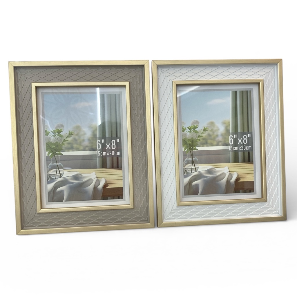 PORTARETRATO MADERA ROMBOS BORDE DORADO 15X20CM 6X8" DIM:21X26CM YY9364-3