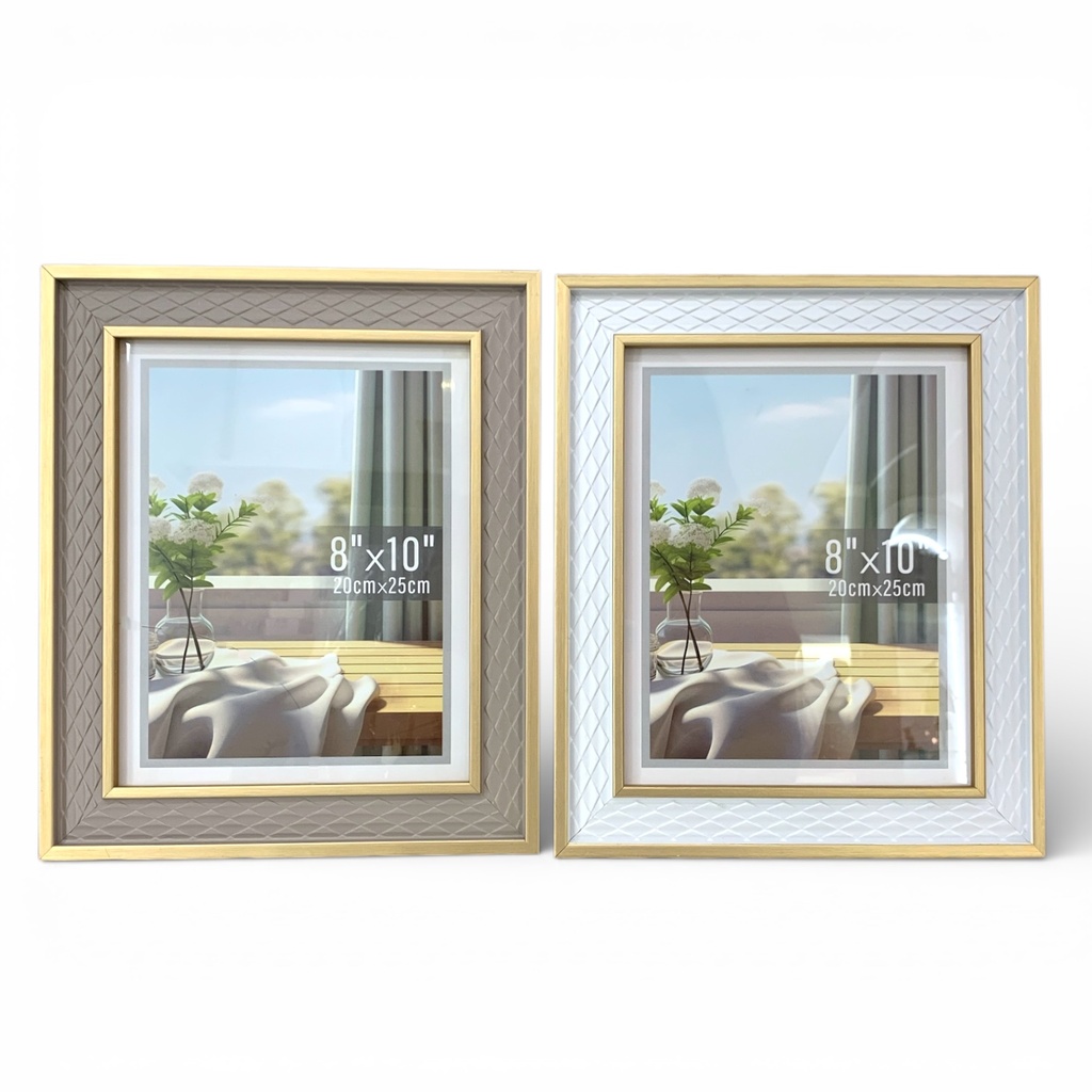 PORTARETRATO MADERA ROMBOS BORDE DORADO 20X25CM 8X10" DIM:26X31CM YY9364-4