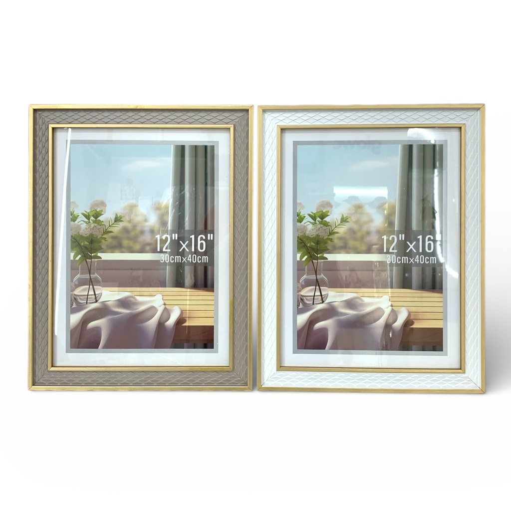 PORTARETRATO MADERA ROMBOS BORDE DORADO 30X40CM 12X16" DIM:36X46CM YY9364-6