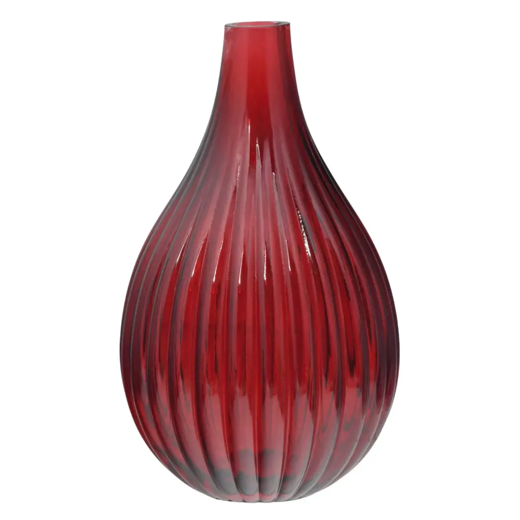 FLORERO DE VIDRIO ROJO MODA REF:MASCUBE-22 15X26CM