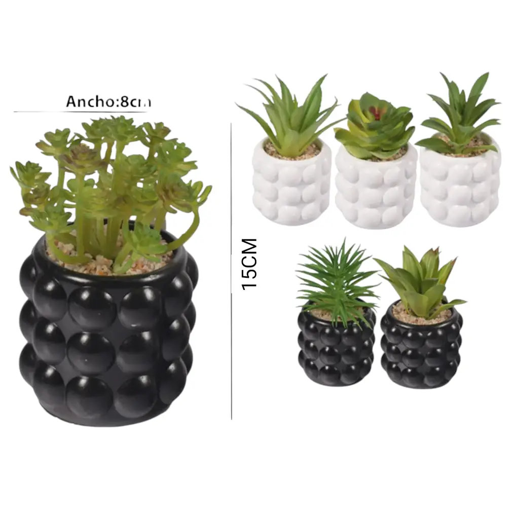SUCULENTA ARTF. EN MACETA CERAMICA REF:ES22759 8X15CM  