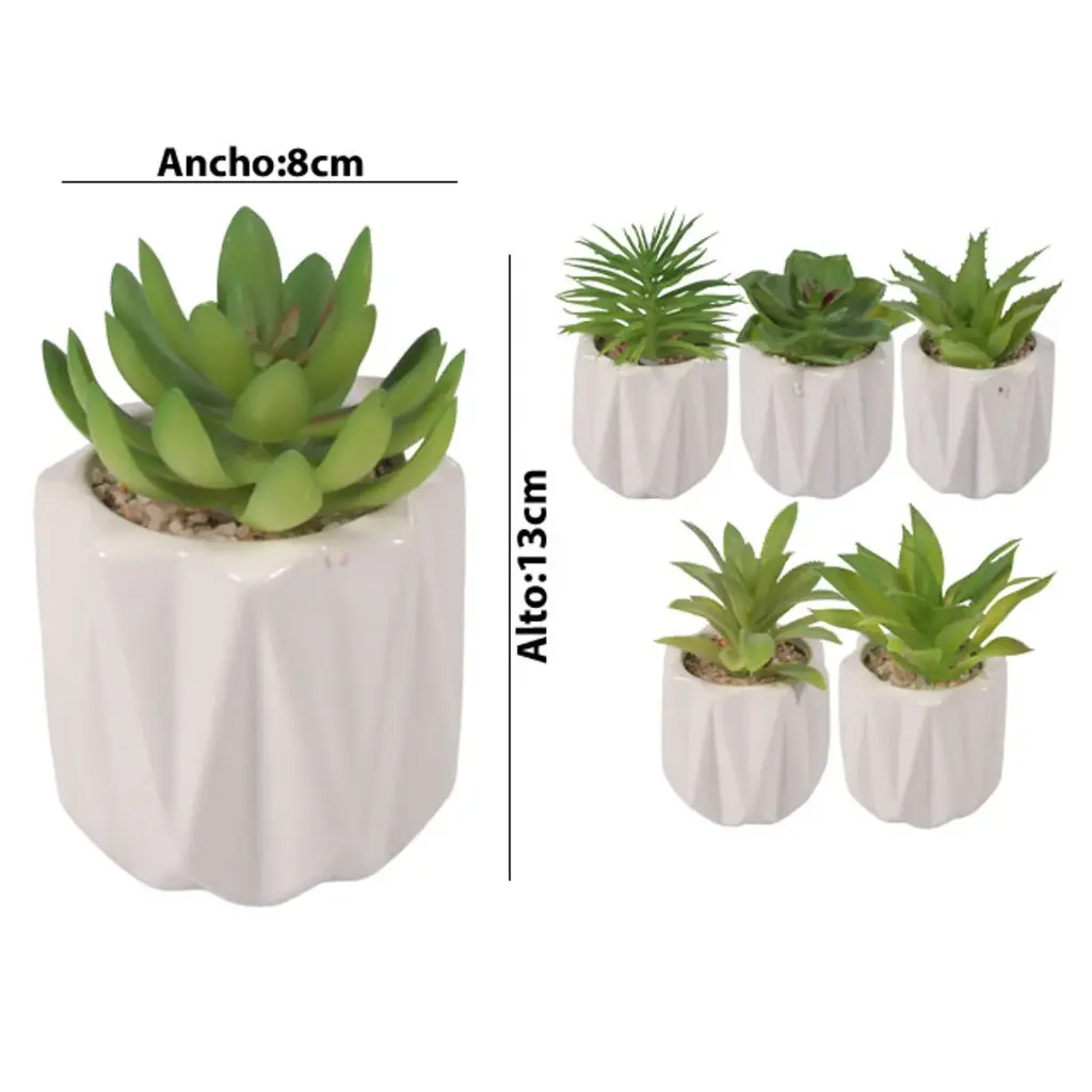 SUCULENTA ARTF. EN MACETA CERAMICA REF:ES22771 8X13CM 