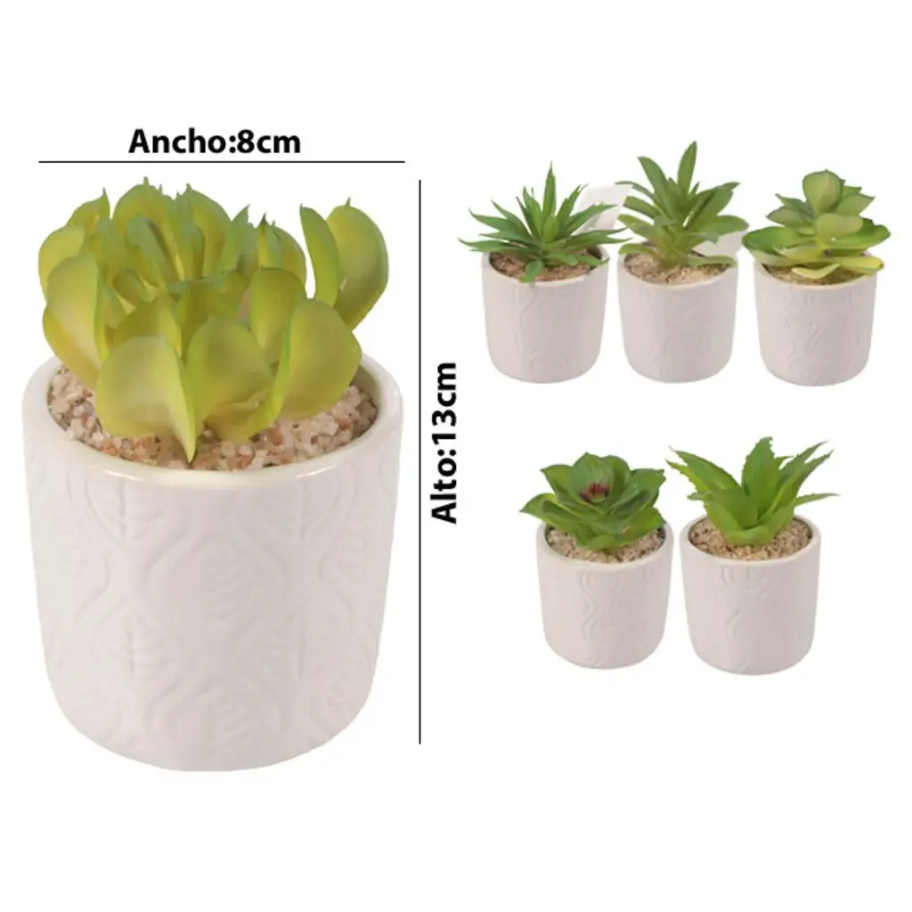 SUCULENTA ARTF. EN MACETA CERAMICA REF:ES22770 8X13CM 
