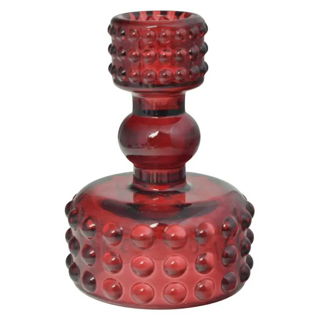 CANDELABRO DE VIDRIO ROJO REF:HM1187 7X10CM