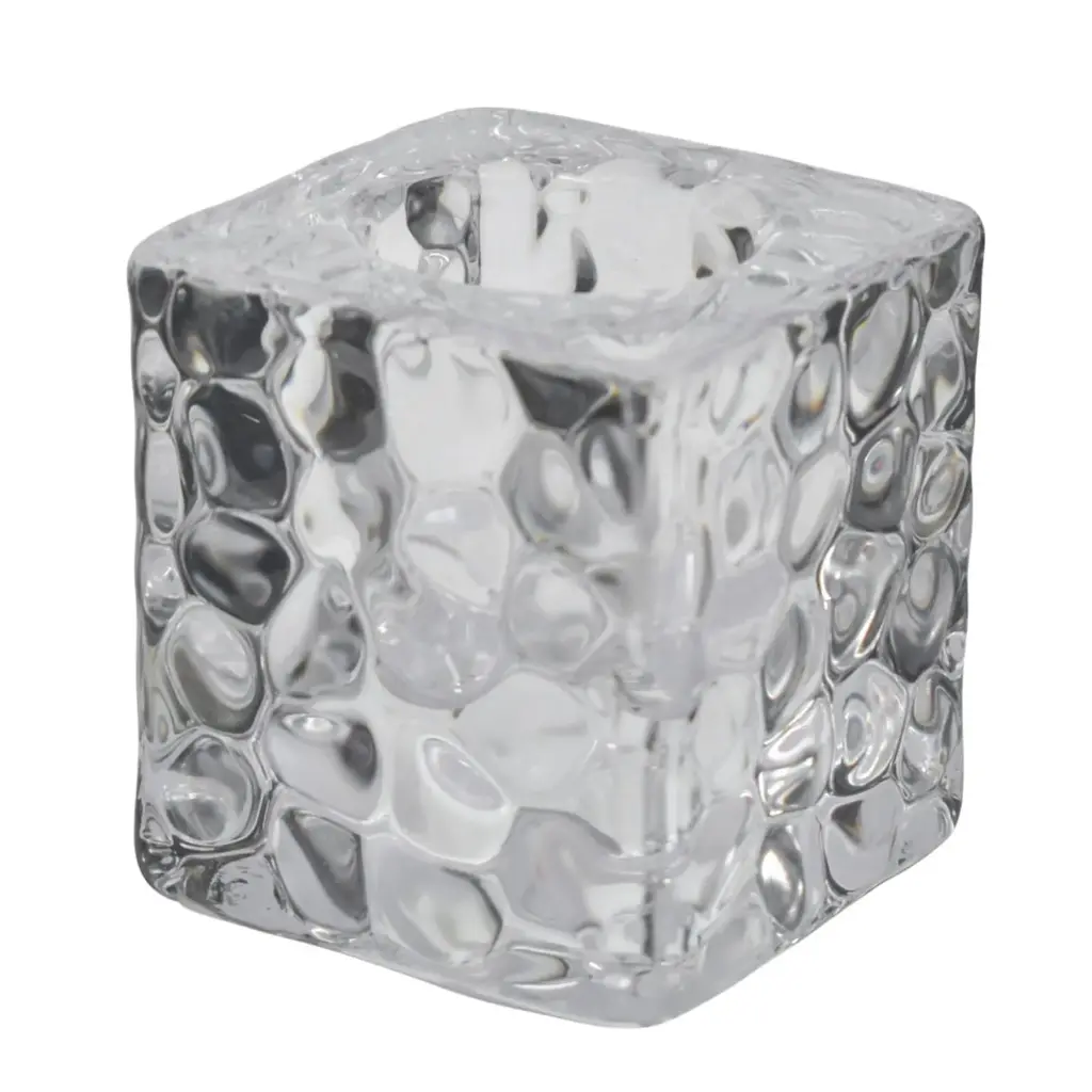 CANDELABRO DE VIDRIO CUBO HIELO REF:ES27906 4X4X4CM