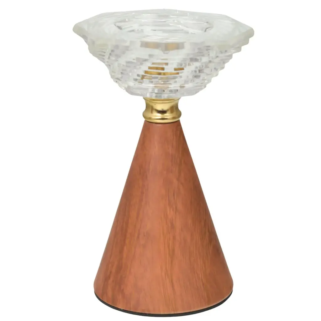 CANDELABRO VIDRIO BASE/MADERA REF:ES27828 8X16CM