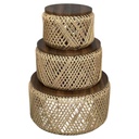 SET DE 3 MESAS METALICAS TEJIDAS DE FIBRA NATURAL Y BASE MADERA REF:PT151-028 41X28CM, 55X33CM, 70X38CM