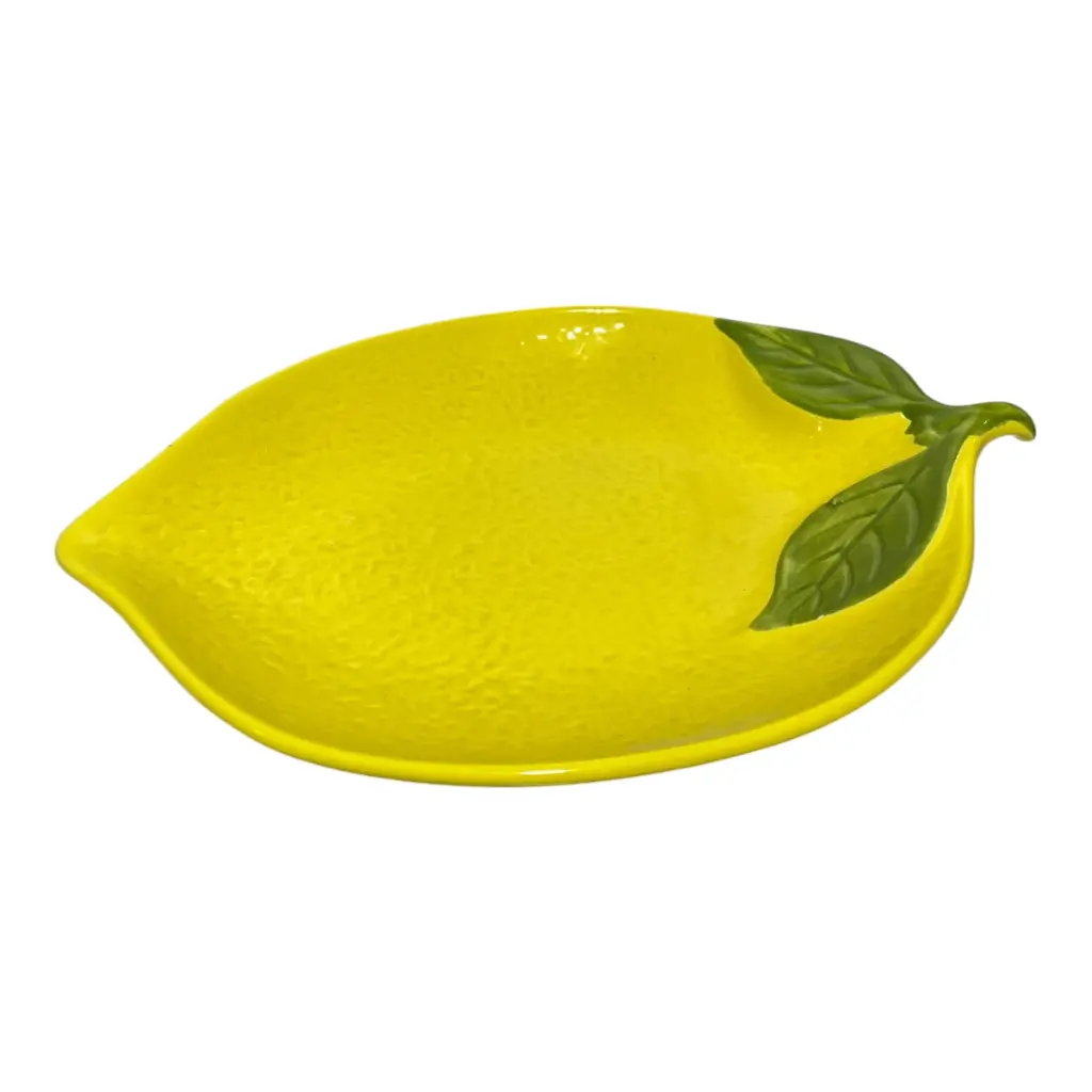 BANDEJA FORMA DE LIMON DE CERAMICA 25X17X3CM
