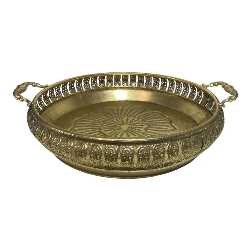 BANDEJA METALICA ENVEJECIDA DORADA 43X10CM