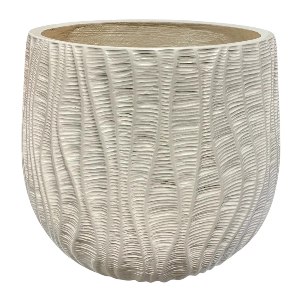MACETA CERAMICA/FIBRA TEXTURA DE HONDAS 36X32CM