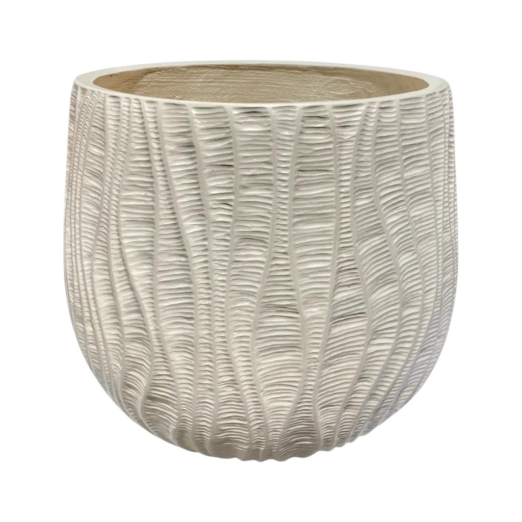 MACETA CERAMICA/FIBRA TEXTURA DE HONDAS 26X23CM